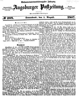 Augsburger Postzeitung Samstag 1. August 1857