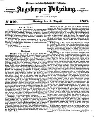 Augsburger Postzeitung Montag 3. August 1857