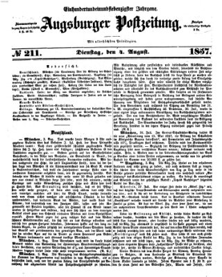 Augsburger Postzeitung Dienstag 4. August 1857