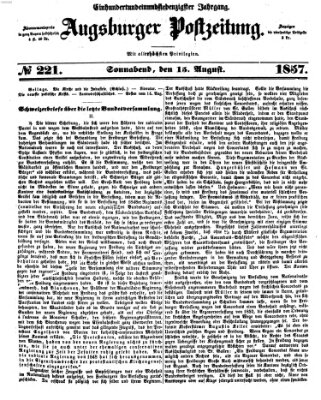 Augsburger Postzeitung Samstag 15. August 1857