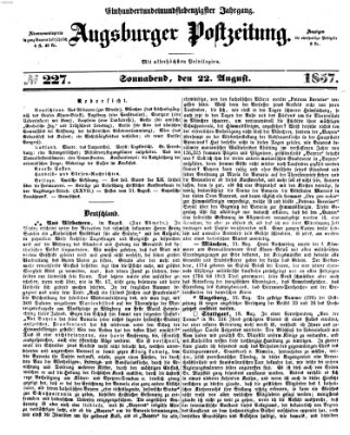 Augsburger Postzeitung Samstag 22. August 1857