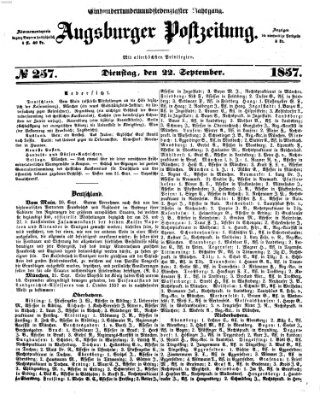 Augsburger Postzeitung Dienstag 22. September 1857