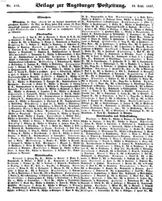 Augsburger Postzeitung Dienstag 22. September 1857