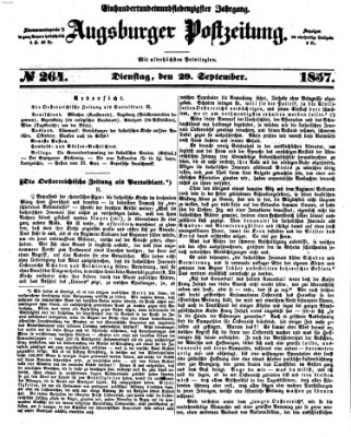 Augsburger Postzeitung Dienstag 29. September 1857