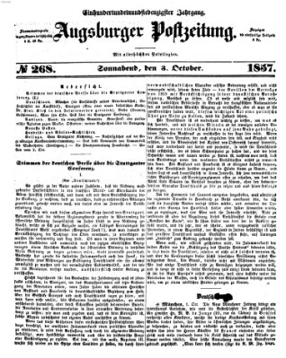 Augsburger Postzeitung Samstag 3. Oktober 1857