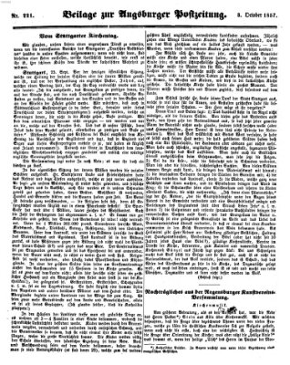 Augsburger Postzeitung Samstag 3. Oktober 1857