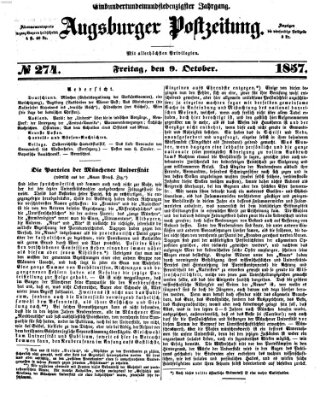 Augsburger Postzeitung Freitag 9. Oktober 1857