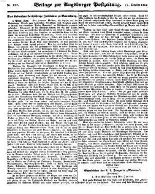 Augsburger Postzeitung Samstag 10. Oktober 1857