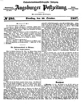 Augsburger Postzeitung Dienstag 20. Oktober 1857