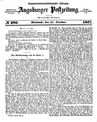 Augsburger Postzeitung Mittwoch 21. Oktober 1857