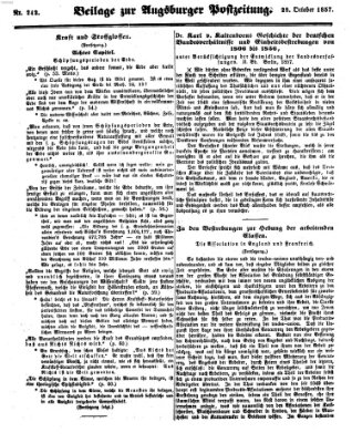 Augsburger Postzeitung Mittwoch 28. Oktober 1857