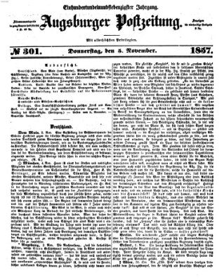 Augsburger Postzeitung Donnerstag 5. November 1857