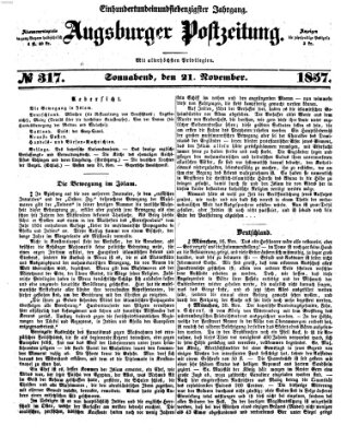 Augsburger Postzeitung Samstag 21. November 1857