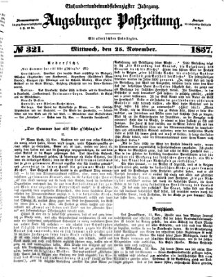 Augsburger Postzeitung Mittwoch 25. November 1857