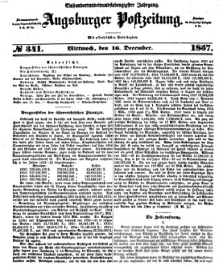 Augsburger Postzeitung Mittwoch 16. Dezember 1857