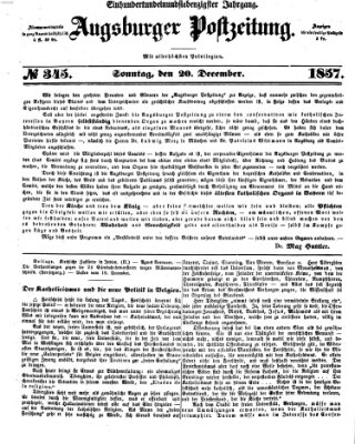 Augsburger Postzeitung Sonntag 20. Dezember 1857