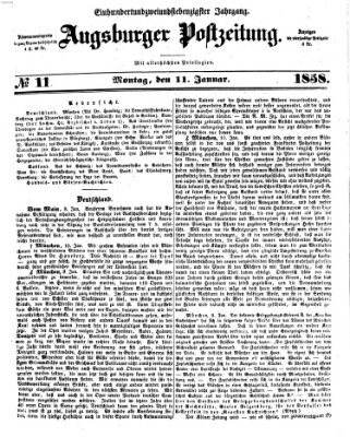 Augsburger Postzeitung Montag 11. Januar 1858