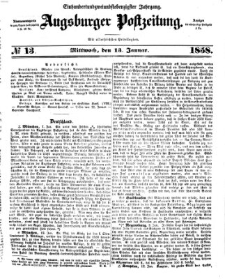 Augsburger Postzeitung Mittwoch 13. Januar 1858