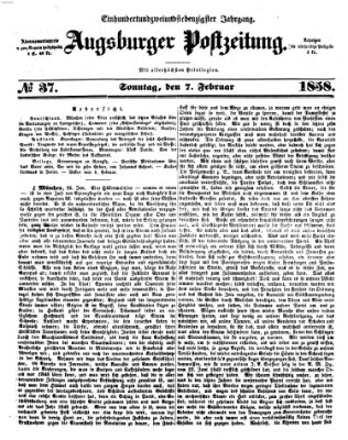 Augsburger Postzeitung Sonntag 7. Februar 1858