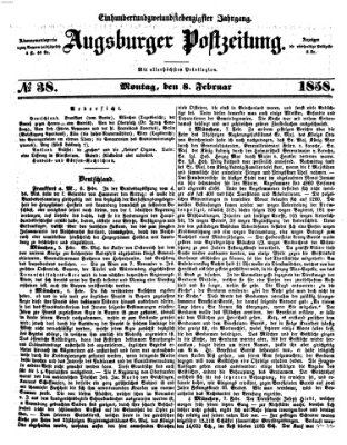 Augsburger Postzeitung Montag 8. Februar 1858