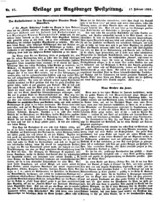 Augsburger Postzeitung Mittwoch 17. Februar 1858