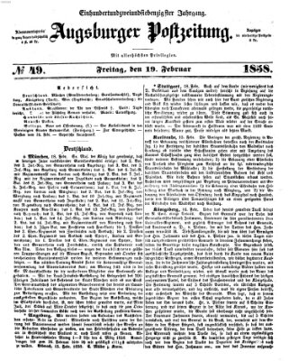 Augsburger Postzeitung Freitag 19. Februar 1858