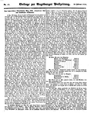 Augsburger Postzeitung Freitag 26. Februar 1858