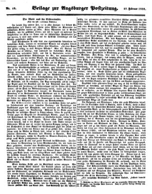 Augsburger Postzeitung Samstag 27. Februar 1858