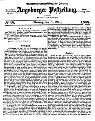 Augsburger Postzeitung Montag 1. März 1858