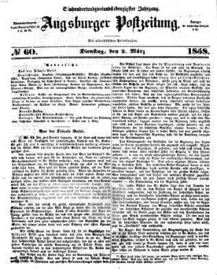 Augsburger Postzeitung Dienstag 2. März 1858