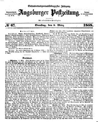 Augsburger Postzeitung Dienstag 9. März 1858