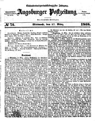 Augsburger Postzeitung Mittwoch 17. März 1858