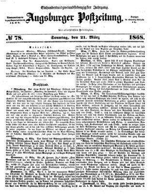 Augsburger Postzeitung Sonntag 21. März 1858