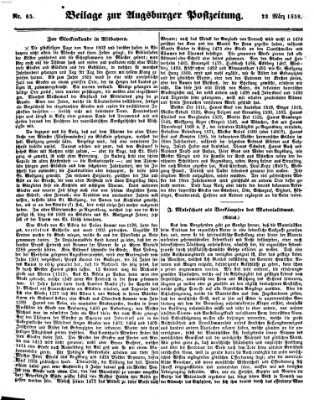 Augsburger Postzeitung Dienstag 23. März 1858