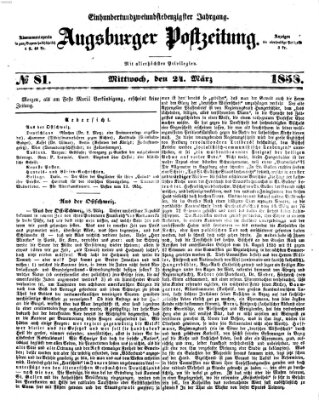 Augsburger Postzeitung Mittwoch 24. März 1858