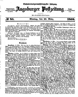 Augsburger Postzeitung Montag 29. März 1858