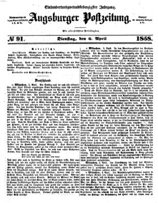 Augsburger Postzeitung Dienstag 6. April 1858