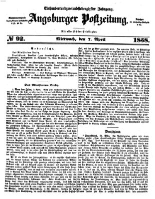 Augsburger Postzeitung Mittwoch 7. April 1858