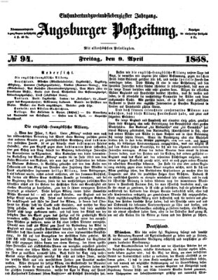 Augsburger Postzeitung Freitag 9. April 1858