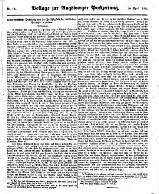 Augsburger Postzeitung Samstag 10. April 1858