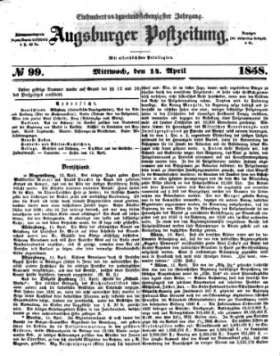 Augsburger Postzeitung Mittwoch 14. April 1858