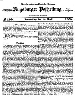 Augsburger Postzeitung Donnerstag 15. April 1858