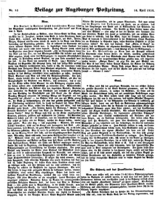 Augsburger Postzeitung Freitag 16. April 1858