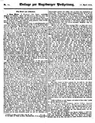 Augsburger Postzeitung Samstag 17. April 1858