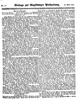 Augsburger Postzeitung Sonntag 25. April 1858