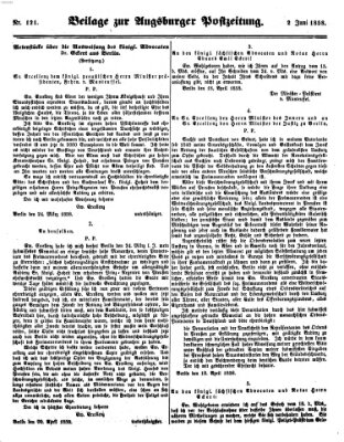 Augsburger Postzeitung Mittwoch 2. Juni 1858