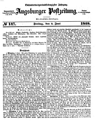 Augsburger Postzeitung Freitag 4. Juni 1858