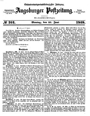 Augsburger Postzeitung Montag 21. Juni 1858