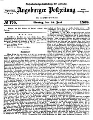 Augsburger Postzeitung Montag 28. Juni 1858