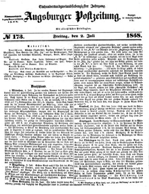 Augsburger Postzeitung Freitag 2. Juli 1858